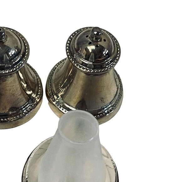 Vintage Lanthe Silver Plated Salt & Pepper Set Pots - Picture 4 of 16